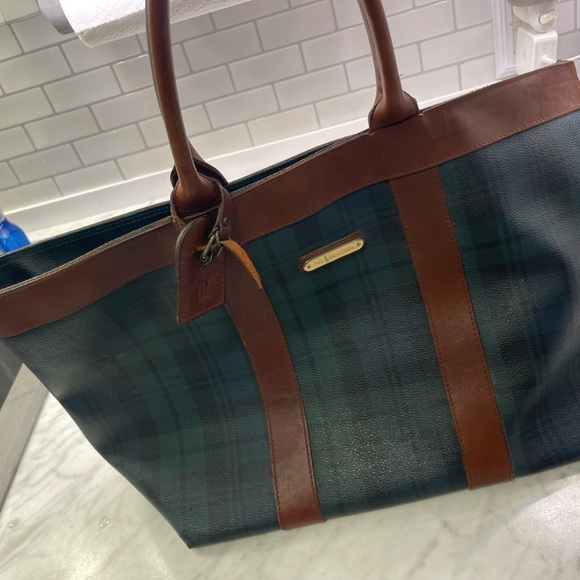Ralph Lauren Green and Brown Tote Bag - Picture 3 of 15